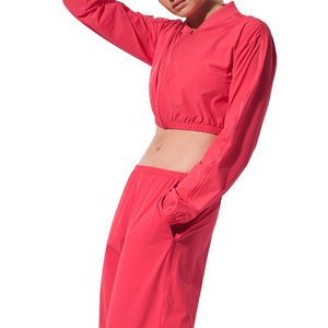 Conjunto de Pantalón Ancho y Chaqueta Corta con Cierre para Mujer, Conjunto de 2 Piezas, Ropa Deportiva Ligera y Elástica, Conjunto de Verano, Personalizado, OEM, Venta al Por Mayor - Product Image 6