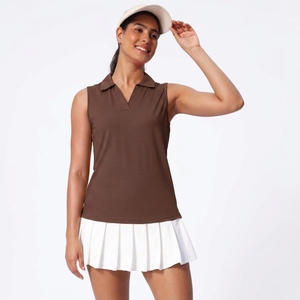 Women Sleeveless Golf Polo Shirt Quick Dry Moisture Wicking <b>Athletic</b> Apparel Custom Logo Tank Tops - Product Image 2