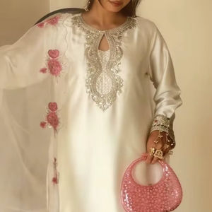 Nuevo Traje de Diseñador para Mujer, Top Midi para Fiesta, Salwar con Bordado Farshi, para Boda, Eid, Diwali, Estilo Indio/Pakistaní, Protección Solar - Product Image 1