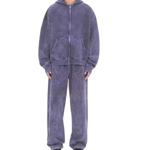 Ensemble de survêtement homme personnalisé avec logo, grande taille, épais, pour l'été – Sweat à capuche zippé et pantalon de jogging 2 pièces pour le sport et les loisirs - Product Image 6