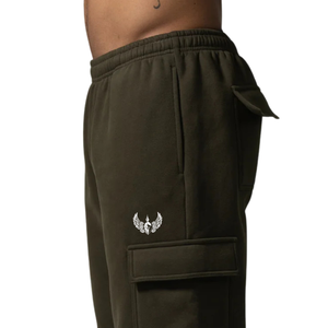 Women's Olive Green Cargo Sweatpants Relaxed Fit Fleece Jogger Pants with Side Cargo Pockets Workout Casual Streetwear Bottoms - Product Image 3