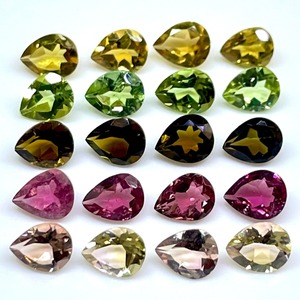 Lot en gros de pierres précieuses naturelles en tourmaline multi-couleurs, taille poire, 5mm et 4mm, pour la fabrication de bijoux - Product Image 1