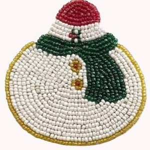 Juego de Cuatro Adornos de Muñecos de Nieve Hechos a Mano con Cuentas, Decoración Navideña para Árbol y Hogar, por Creative Art Zone - Product Image 2