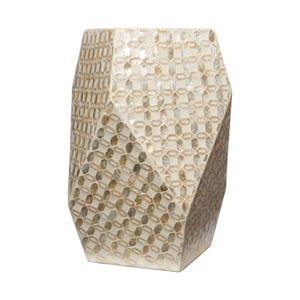 Artisan Crafted Mother of Pearl Decorative <b>Stool</b> for Modern Home Interiors - Product Image 2