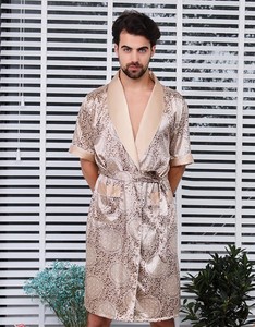Wholesale <b>Men's</b> Knitted Summer Casual Long Sleeve Belted <b>Robe</b> Luxury Plus Size Spa Bathrobe Sleepwear - Product Image 1