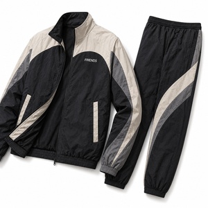 Unisex <b>Tracksuit</b> Set Color Blocking Design Full Length Zipper Front Breathable Polyester Sporty Style Autumn Wear - Product Image 3