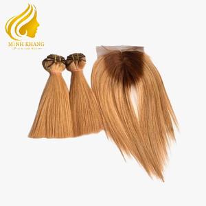 Vente en gros 100% brut vietnamien droite Remy cheveux humains 8 pouces étiré longueur couleur-prêt Machine Double trame - Product Image 5