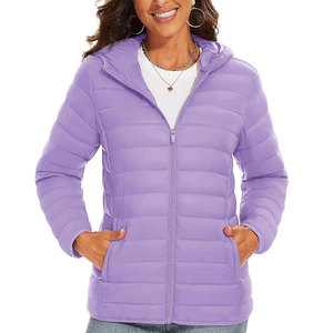 Veste matelassée d'hiver pour femme, à capuche, à manches longues, coupe ajustée, fermeture éclair, couleur unie, style décontracté - Product Image 1