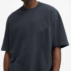 T-shirt surdimensionné gris foncé pour homme, mélange de coton, col rond, style streetwear décontracté - Product Image 4