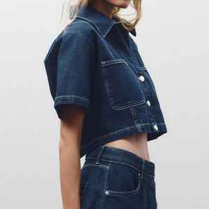 Top de Mezclilla para Mujer, Moderno, Elegante, Gracioso, Premium, Casual, Estiloso, Versátil, Cómodo, Suave, Duradero, Diseño Único - Product Image 4