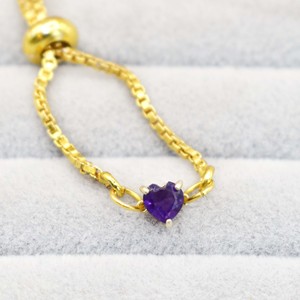 Natural Amethyst Heart <b>Bracelet</b> Gold Plated Prong <b>Set</b> Adjustable Slider Gemstone <b>Bracelet</b> Handmade Birthstone Jewelry - Product Image 3