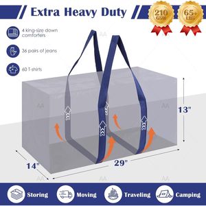 Lot de 6 sacs de déménagement extra-larges et résistants, avec fermeture éclair renforcée, poignées larges, résistants à l'humidité, bacs de rangement en tissu - Product Image 3