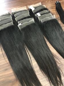 Extensiones de cabello humano Pre-arrancado HD Cierre frontal de encaje suizo Extensiones de cabello vietnamita 100% Cabello crudo vietnamita - Product Image 6