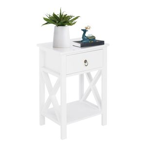 White Two-Layer <b>Drawer</b> Bedside & Coffee <b>Table</b> with <b>Side</b> Intersection Style Dual Purpose Dressers - Product Image 1