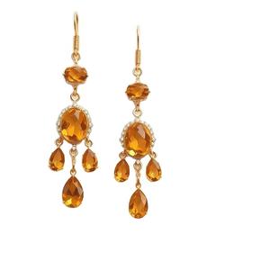 Pendientes chapados en oro de 18 quilates de plata esterlina 925 antiguos hechos a mano, regalo de fiesta de boda para mujer - Product Image 1