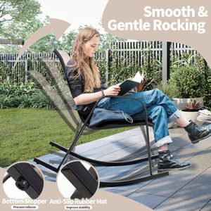 Set di 2 comode sedie a dondolo da patio in metallo con tessuto traspirante per il sedile - Product Image 5