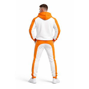 Conjunto Deportivo para Hombre en Naranja y Blanco con Contraste – Chaqueta con Capucha y Cremallera y Pantalones Jogger, Corte Ajustado, Ropa Deportiva Informal para Gimnasio - Product Image 6
