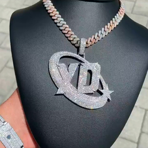 Customized Fine Jewelry Pendants & Charms Diamond Charm Pendant Unisex Hip Hop Style <b>Chain</b> <b>Rapper</b> Jewelry Brass Gold Plated - Product Image 2