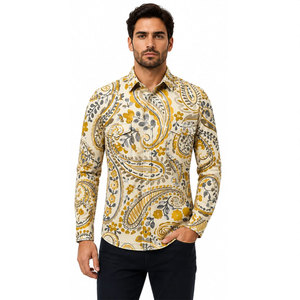 เสื้อเชิ้ตแขนยาวลายพิมพ์เพสลีย์ผ้าฝ้ายสำหรับผู้ชาย สวมใส่สบาย เหมาะสำหรับทำงานและแฟชั่น พิมพ์ลายดิจิทัล - Product Image 4