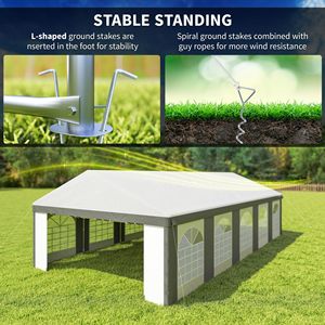 16FT X 32FT Heavy-Duty Large Wedding <b>Tent</b> Outdoor Carport Garage Party <b>Canopy</b> Patio Gazebo Sidewall Gray Color Made Polyester - Product Image 6