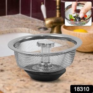 Panier de vidange d'évier de cuisine en acier inoxydable avec bouchon - Product Image 1
