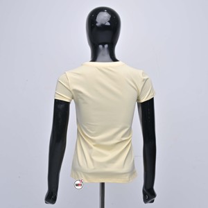 T-shirt pour femme de haute qualité, écologique, avec broderie en sequins et chenille, respirant, manches courtes, col rond, coton, couleur unie - Product Image 2