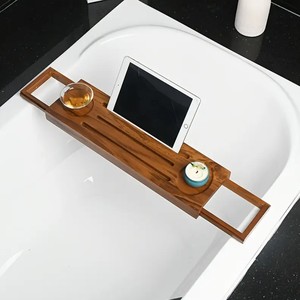Wooden Bathtub <b>Caddy</b> <b>Bath</b> <b>Tray</b> for Tub Rectangle Minimalist Style Non-Slip Bathtub Rack for Bathroom Accessory, Spa Gift - Product Image 3