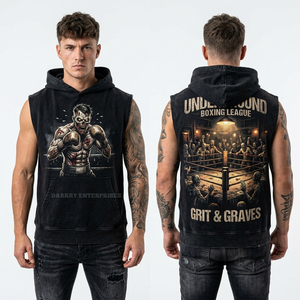 Sweat à capuche streetwear beige personnalisé pour homme, imprimé graphique squelette antique, en molleton épais délavé, effet vintage, fabricant - Product Image 6