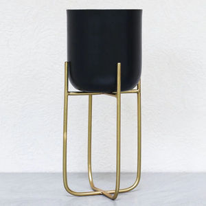 Jardinière Métallique avec Base Équilibrée en Fil Métallique Noir, Fournitures d'Usine, Jardinières en Métal, Pot en Fer Doré pour Fleurs, Nouvelle Arrivée - Product Image 2