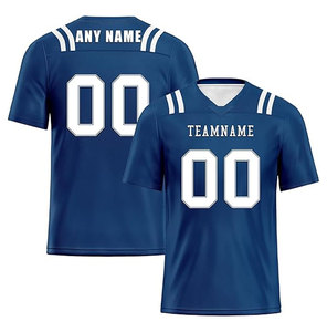 Camiseta de Fútbol Americano Azul Personalizada para Hombre, Cuello en V, Manga Corta, Impresión Sublimada, Absorbe la Humedad, Nombre del Equipo, Número 00, Corte Regular - Product Image 4