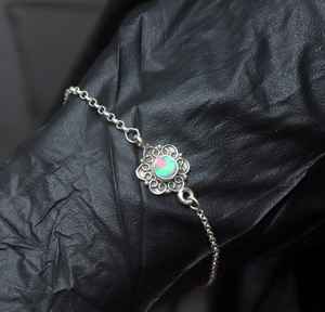Flower <b>Bracelet</b> <b>Sterling</b> <b>Silver</b> Fire Opal Jewelry Handmade Delicate Daily Wear Natural Gemstone <b>Bracelet</b> - Product Image 1