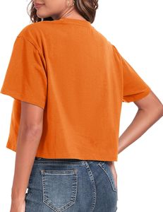 T-shirt court en coton pour femme, col rond, manches courtes, décontracté, personnalisable avec logo, style streetwear, vente en gros, fabricant - Product Image 3