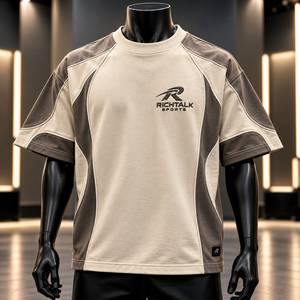 Men's <b>Raglan</b> <b>Sleeve</b> <b>T</b>-<b>Shirt</b> O-Neck Breathable Cotton Jersey Oversized Fit Quick Dry 220g Front Logo Printed - Product Image 1