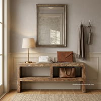 Table console en teck rustique, écologique, faite à la main, durable, avec rangement, meubles anciens pour salon, chambre, villa, entrée, hôtel