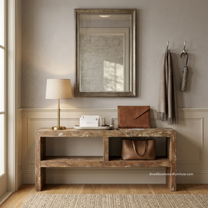 Rustic Teak Wooden <b>Console</b> <b>Table</b> Eco-Friendly Handmade Durable <b>Storage</b> Living Room Entryway Apartment Hotel Home Furniture - Product Image 4