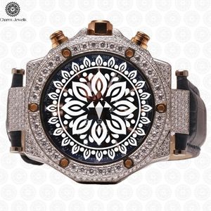 Charm Jewels Luxury Men's Stainless Steel <b>Watch</b> Polygon Case 42mm Analog Quartz Sapphire Crystal Leather Band Buckle - Product Image 4