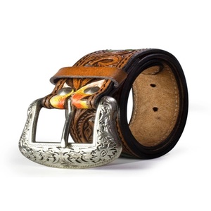 Nouvelle ceinture en cuir western personnalisée en gros pour hommes et femmes avec gravure florale artisanale et boucle en laiton design - Product Image 6