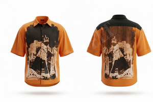 เสื้อเชิ้ตแขนสั้นพิมพ์ลายดีไซน์มงกุฎแบบกำหนดเอง ระบายอากาศได้ดี สำหรับผู้ชาย สไตล์วินเทจลำลอง เสื้อผ้า OEM ODM สำหรับงานปาร์ตี้ - Product Image 4