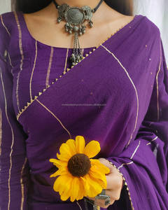เสน่ห์ชาติพันธุ์ของผู้หญิงผ้าฝ้ายและผ้าลินิน Saree cerise สีชมพูกับเทพธิดาแห่งความรักสวมใส่นี้ที่จะทำให้เทพธิดาทั้งหมดตกอยู่ในความรัก - Product Image 3
