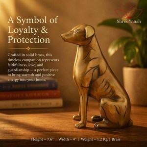 Shubham 7-Inch Tall 1.2 kg Ferocious Brass <b>Dog</b> Sculpture Polished with Premium Technique for Home Decor - Product Image 6