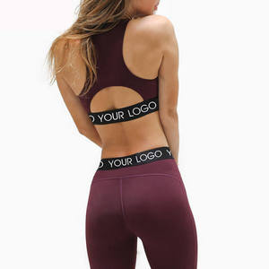 Leggings de Cintura Alta Color Granate para Mujer, de Secado Rápido, Sin Costuras, Cuatro Agujas, Seis Hilos, Logotipo Personalizado, Pantalones de Yoga de Longitud Completa - Product Image 2
