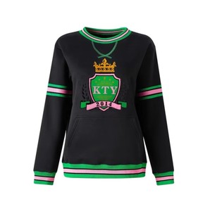 Pull en molleton respirant pour femme, personnalisé en polyester/coton, style universitaire grec, avec broderie au col, haute qualité, vente en gros - Product Image 2