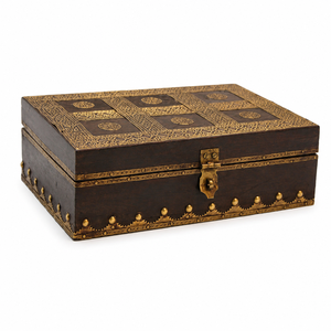 Caja de Almacenamiento Apilable Rectangular de Madera Hecha a Mano con Incrustaciones de Latón |   Caja Decorativa para Joyería y Regalos - Product Image 1