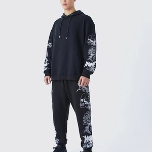 Conjunto de Chándal de Algodón Suave con Capucha de Marca Privada, Estampado Flocado, Estilo Lavado Ácido, Logotipo Impreso, Jogger Suave, Ropa Urbana Premium - Product Image 1