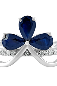 แหวนเพชรและไพลินสีน้ำเงินในตัวเรือนเงินแท้ 92.5 รุ่น KLSR-11173 - Product Image 3