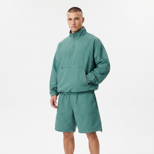 Conjunto de Pantalones Cortos y Chaqueta Cortavientos para Hombre, 100% Nailon, Ligero, Estilo Urbano, Holgado, con Hombros Caídos, para Verano - Product Image 6
