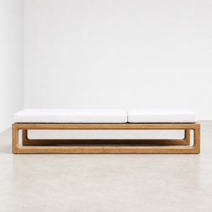Chaise longue minimaliste en teck, mobilier de piscine en bois massif pour projets de clubs de plage et de complexes hôteliers, fabrication sur mesure OEM ODM, fabricant de Jepara - Product Image 1