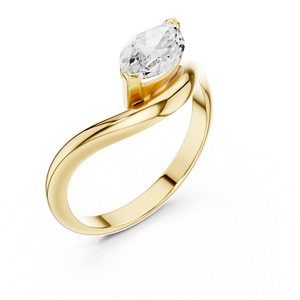 Bague de fiançailles tendance en or jaune plaqué or avec diamant de laboratoire taille marquise et pierres latérales rondes, cadeau d'anniversaire pour femme - Product Image 1