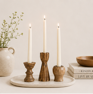 Hot Selling Handcrafted Mango Wood Candle Holders Antique Distress Finish Rustic Taper Candlestick Stands For Home & Hotel Table - Product Image 4