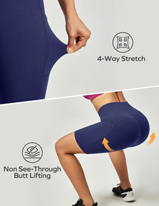 Shorts de yoga de verano para mujer con costuras unificadas, shorts cortos de yoga para el parque, shorts de gimnasio de spandex con soporte de cadera para realzar el trasero. - Product Image 4
